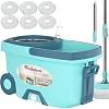 Spin Mop And Bucket System - 61" Extendable Handle With 6 Replacement Refills