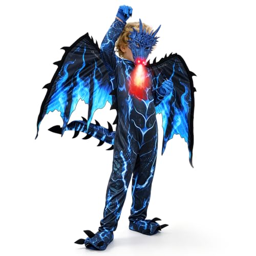 Kids Dragon Costume, Boys Dragon Halloween Costume with Mask, Wings & Tail - image 1