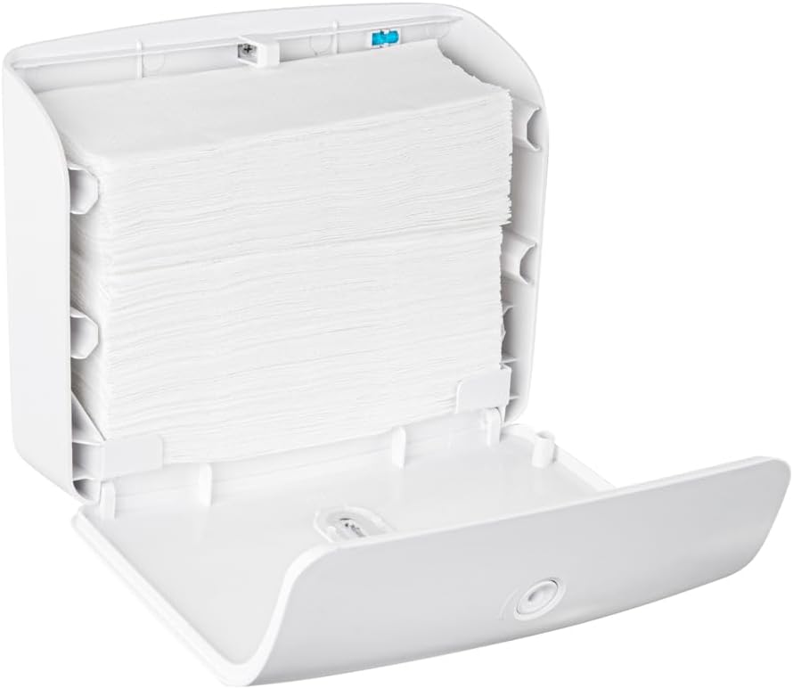 Restaurantware Clean Tek Professional 10.7 x 3.5 x 8.7 Inch Multifold Paper Towel Dispenser 1 M-Fold Towel Dispenser - Towels Sold Separately Waterproof White Plastic Hand Towel Dispenser