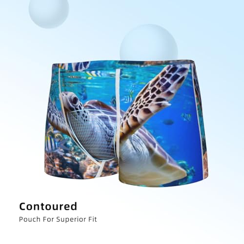 Boys' Cotton Boxer Brief Soft Underwear-Sea Turtle Swims4