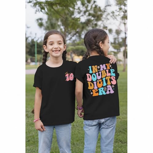 Image of IZYJOY in My Double Digits Era Shirts Girls 10th Birthday T-Shirts 10 Years Old Birthday Party Short Sleeve Summer Tee Tops