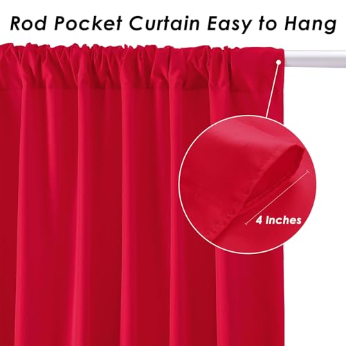 Image of Green Backdrop Curtains 10ft x 10ft Polyester Photo Red Backdrop Drapes for Birthday Party Stage Wedding Window Decorations