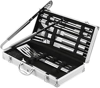 BBQ Tools Set With Case BBQ Accessories For BBQ Grill - 18pc BBQ Tool Set BBQ Set BBQ Utensil Set BBQ Utensils Barbecue Accessories Mens Gift Set Barbecue Tools BBQ Kit Camping Utensils Barbecue Grill