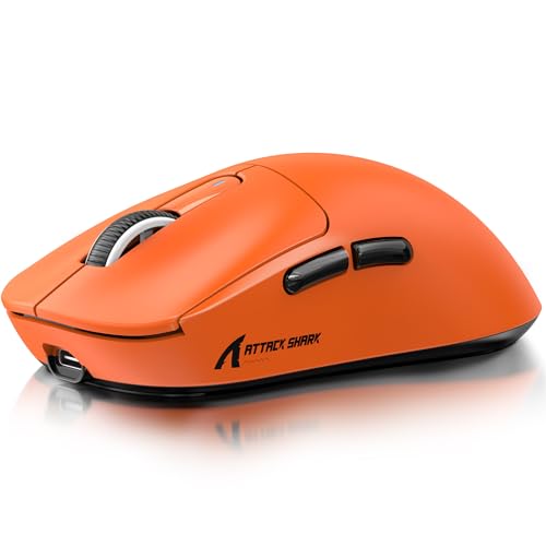 Image of ATTACK SHARK X3 Wireless Gaming Mouse, 49g Ergonomic Computer Mouse, Triple Modes PAW3395 26K DPI Optical Sensor, 200h Battery Life, Programmable Buttons, Gaming Accessories for PC /Laptop /Mac(Orange)