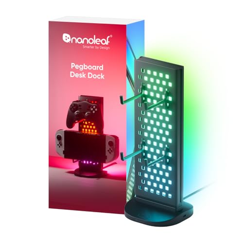 Nanoleaf Hub Luminoso per Gaming, Lampada Tavolo Intelligente RGB 3in1, Supporto Cuffie/Controller, Illuminazione Doppia...