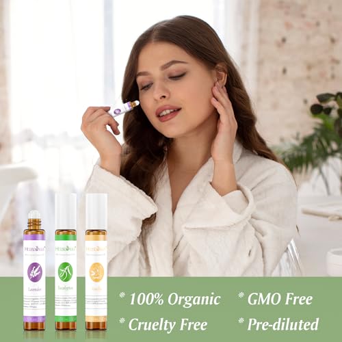 Essential Oil Roll On Set with Lavender, Peppermint, Eucalyptus & Grapefruit, Tea Tree & Vanila - Aromatherapy Relaxation Gift for Women - 6 Pack of 10ml Roll-Ons - Image 5