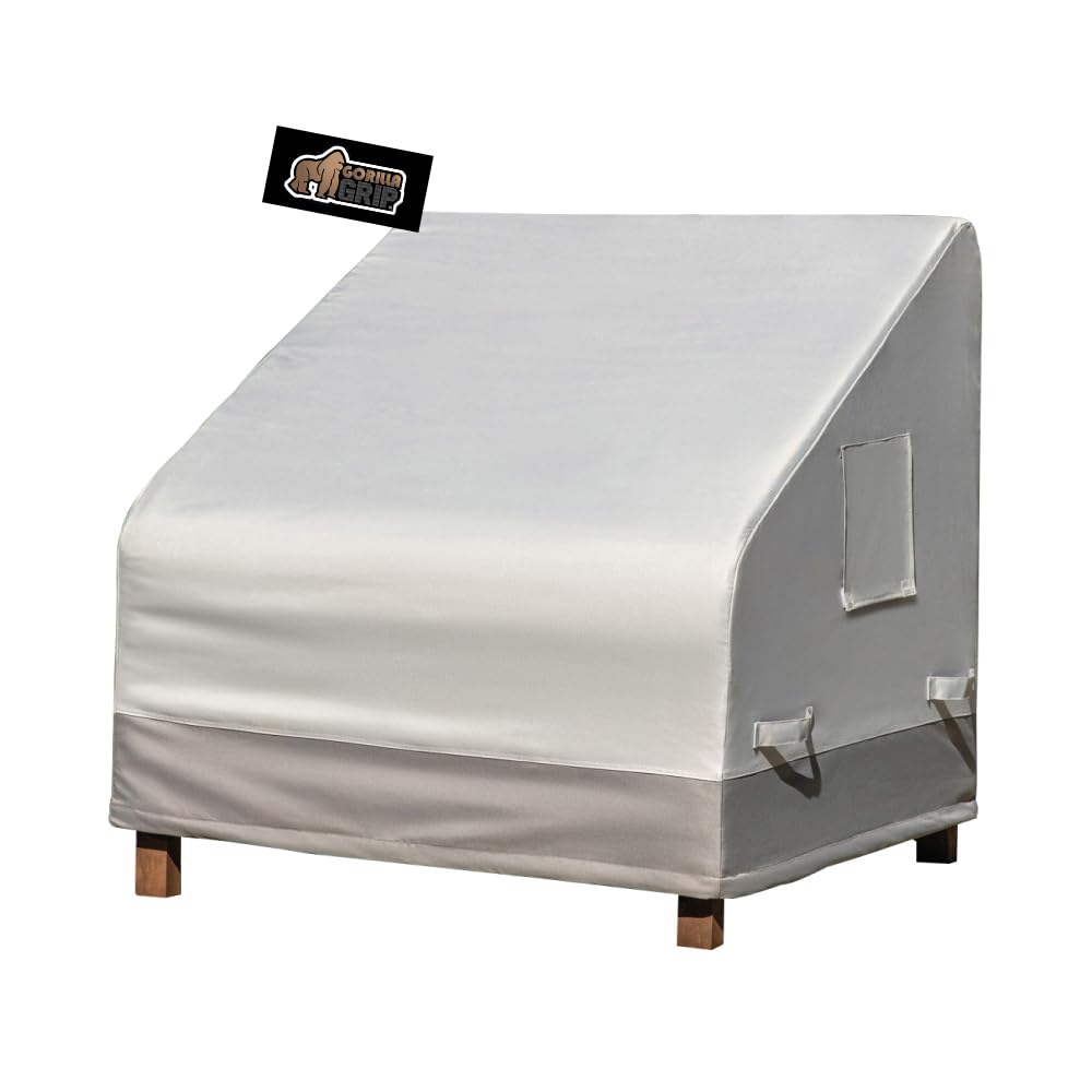 Gorilla GripHeavy Duty Waterproof Outdoor Chair Cover, 30 Inch, Adjustable Patio Furniture Covers for Winter, Keep Cushions Dry, Protects from Sun, Snow, Rain, Windproof, UV Coated, Small, 1 Pack