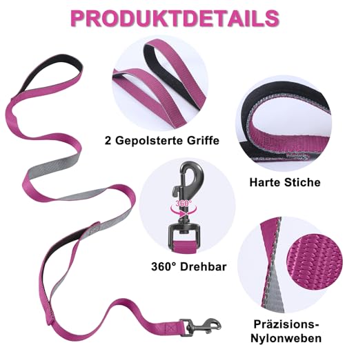 Demigreat Recall Lead for Dogs 1.5m, Purple, Polypropylene Metal, Robust, Lightweight, Comfortable Grip, Reflective Design - Image 2