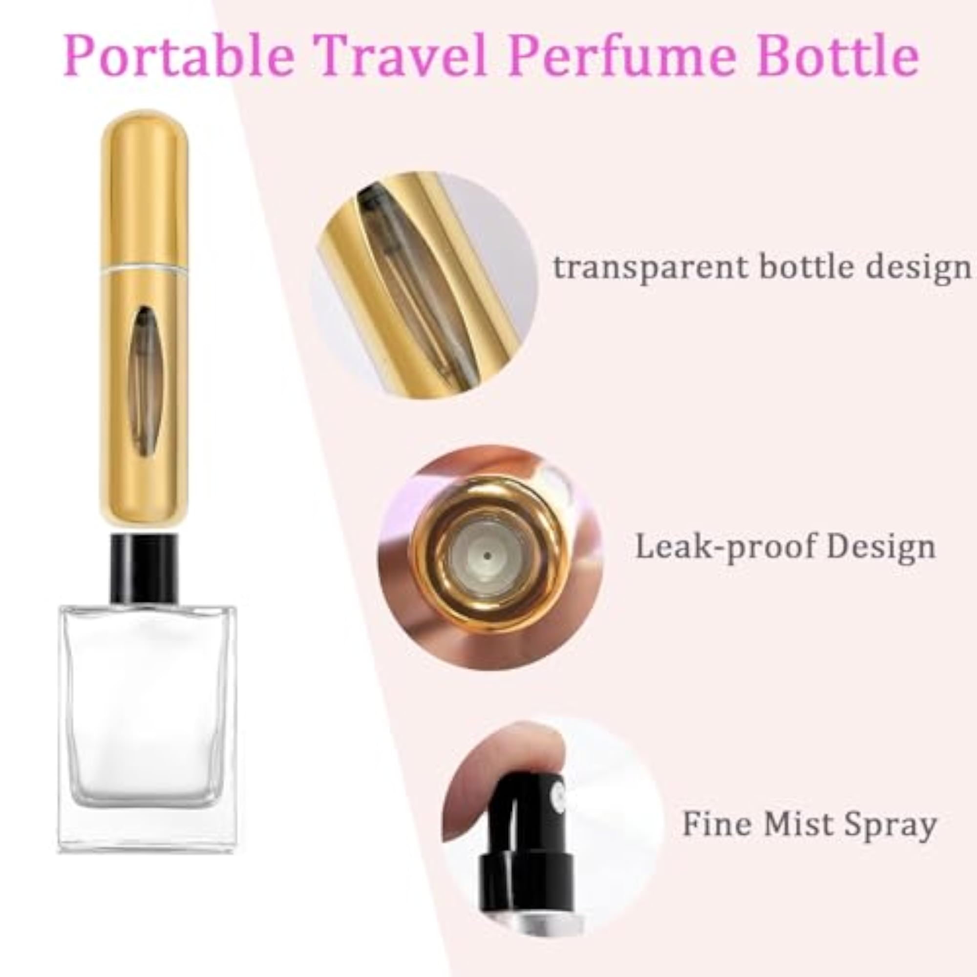 Refillable Perfume Portable Atomizer Bottle, 5ml, 4 Pack