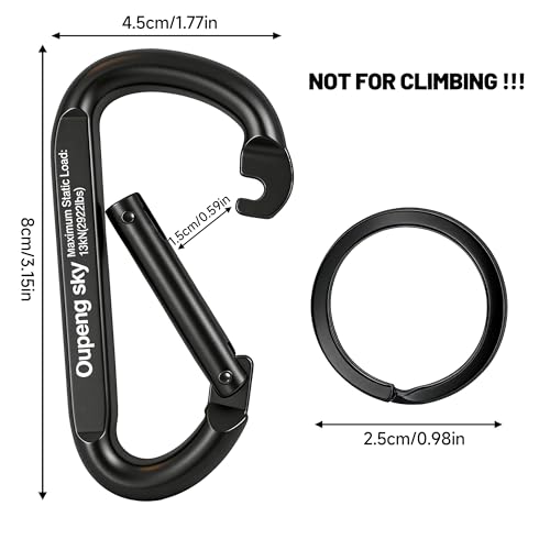 Image of Carabiner Clip - Heavy Duty Carabiners 800lbs-13KN (2922 lbs) Carabeaner D Ring Shape,Key Chain Clip Hook,Keychain Clip,Multipurpose for Camping, Hiking,Backpacking or Other Outdoor Activities.