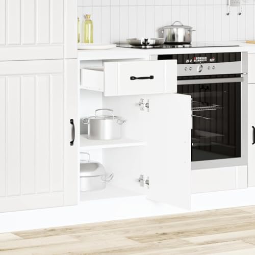 QJBSAVVA Kitchen Base Cabinet Lucca White 40 x 46 x 81.5 cm Engineered Wood Freestanding Storage Unit with Adjustable Feet for Modern Kitchen Pantry Cupboard - Image 2