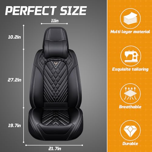 Image of Fit for Toyota RAV4 Seat Covers Full Set 2008-2026 | Nappa Leather Seat Covers for RAV4 Full Set, Airbag Compatible, Full Coverage Seat Protectors, Easy Install(Black)
