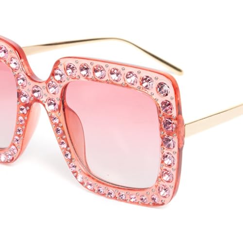 Lunettes de soleil oversize haut de gamme à monture carrée et strass c2.1 - 3