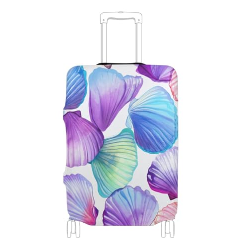 Joisal Colorful Pastel Seashells White Suitcase Covers Luggage Protector Cute Personalized Travel Accessories Suitcase Sleeve Floral, M, Fits 22-24 Inch Case