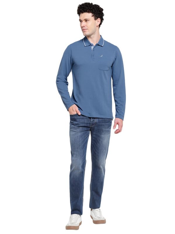 Image of AMERICAN CREW Full Sleeves Polo Collar T-Shirt with Pocket for Men