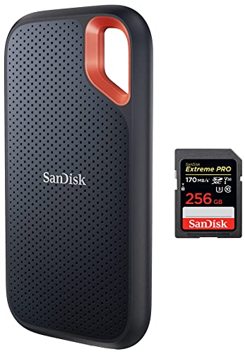 Image of SanDisk 2TB Extreme Portable SSD 1050MB /s R, 1000MB /s W,Upto 2 Meter Drop Protection with IP55 Water /dust Resistance & TypeC Smartphone Compatible, 5Y Warranty, External SSD & Extreme Pro SDHC,256GB