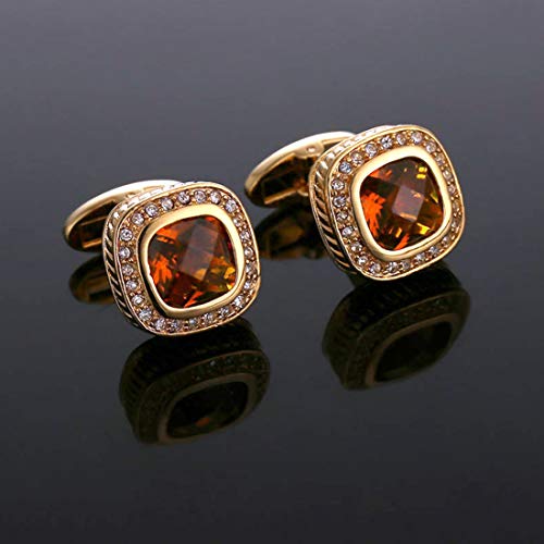 Mancuernillas de Cristal Topacio Dorado de Lujo miniatura 4