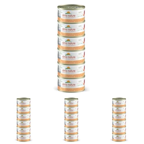 almo nature HFC Natural Megapack, alimento húmedo para Gatos – Atún y camarones – (6 latas de 70 g) (Paquete de 4)