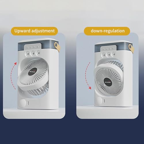 Persönliche Klimaanlage, Tisch- Luftzirkulator mit 3 einstellbaren Geschwindigkeiten, 7- farbiges Nachtlicht, Schreibtisch- Luftbefeuchter, Kühlventilator für Kabine, Büro, Wohnaccessoires, 26 x 16 cm-6