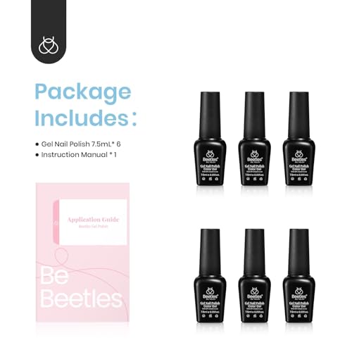 Image of beetles Blue Gel Polish Set - Daydream Verses Collection, Baby Blue Purple Pastel Morandi Colors Gel Nail Polish Set 6 Colors Soak Off UV LED Needed DIY Manicure Kit Gifts for Women Girls
