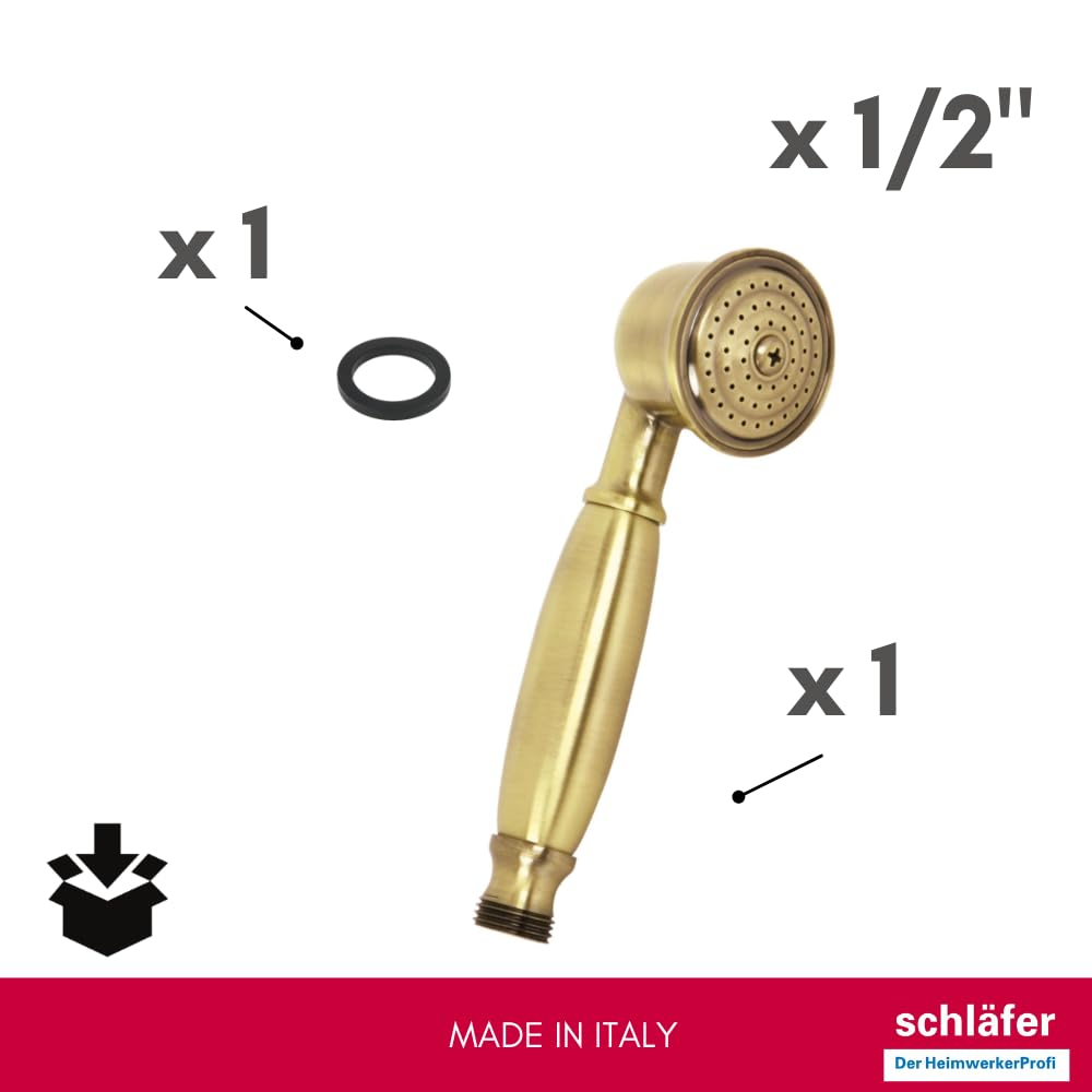 Schläfer 81131110 | Alcachofa de ducha Vintage, Universal Retro Antiguo Alta Presión Universal Teléfono Ducha Nostalgie Latón Antiguo, Bronce