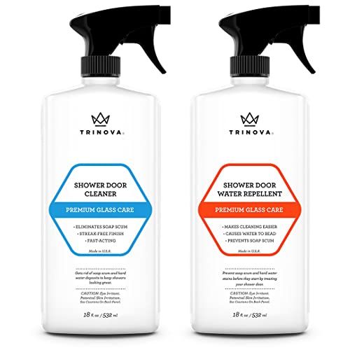 Trinova Shower Door Cleaner & Glass Water Repellent Bundle - Daily Shower Glass Cleaner & Protectant #TOP22