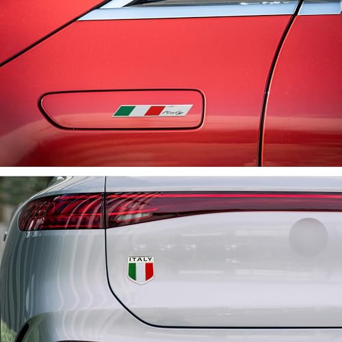 Image of TOMALL 4Pcs 3D Metal Italy Flag Emblem Badge Decals for All Cars for Side Fender Italian Badges Trucks Laptop Zinc Alloy Symbol Modified Emblems Logo Decorations Stickers for Car Exterior Accessories
