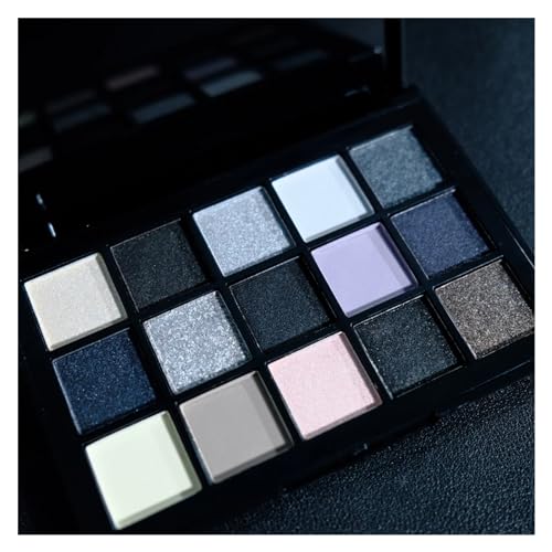 BKSYOFU Paleta de sombras de ojos ahumadas negras, 15 colores, maquillaje de ojos neutro, sombra de ojos con lentejuelas perladas brillantes