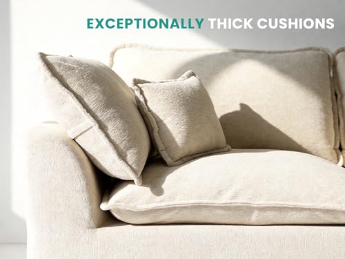 Image of 138 inch Oversized Modular Sectional Sofa, U Shaped Couch Set with 2 Pillows, 6 Seat Boneless Cloud Couches with 2 Movable Ottomans for Living Room, Corduroy, Beige