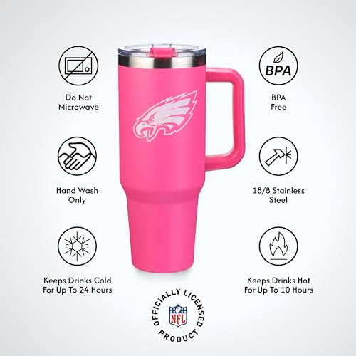 Image of The Memory Company Officially Licensed NFL - Philadelphia Eagles 40oz Pink Game Day Tumbler with Team Logo