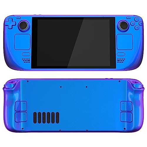Image of eXtremeRate DIY Full Set Shell with Buttons for Steam Deck LCD, Custom Faceplate Back Plate Replacement Shell for Steam Deck LCD - Chameleon Purple Blue [Console NOT Included]