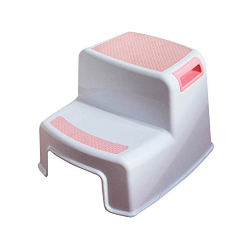 Escalera Taburete Escaleras Plástico Portátil Multifunción Lavado de Manos para el hogar 2 escalones, 29,5 × 36 × 26,5 CM (Rosa)