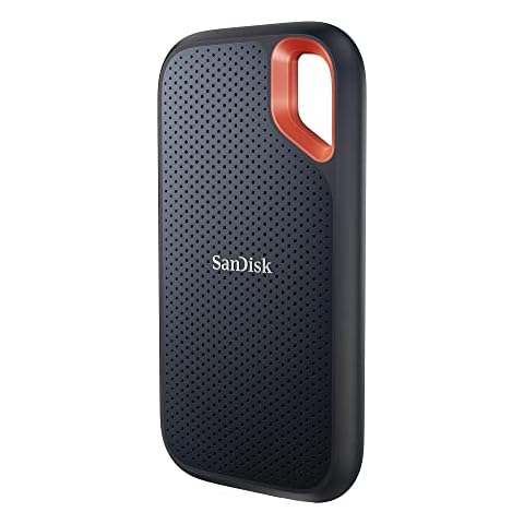 SanDisk Extreme 2TB portable NVMe SSD, USB-C, up to 1050MB/s read & 1000MB/s write speed, water & dust-resistant, Black Cover