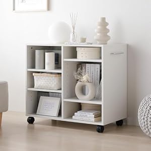 RASIK 収納ラック キャスター付き 本棚 奥行39cm ホワイト オープンラック 押入れ収納 ワゴン 可動棚 お客様組立 Fauris フォーリス