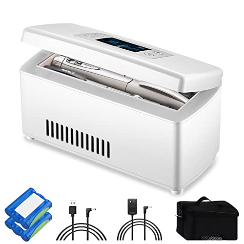 Enfriador de insulina portátil con batería de 10,000 mAh, caja de refrigeración de medicamentos de viaje con recargable por USB, termostato de 2 a 8 ℃ para viajes, coche, hogar y oficina, batería
