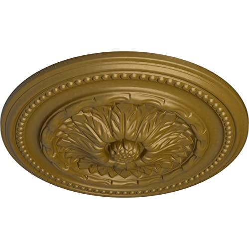 Image of Ekena Millwork CM15CHGLS 15-3 /4 inch x 1-7 /8 inch Chester Ceiling Medallion, Gold