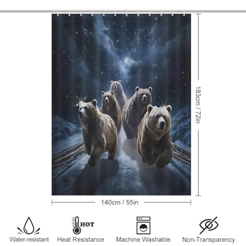 Rideau de douche ours imperméable en polyester lavable pour baignoire d'angle 140x183 cm - 4
