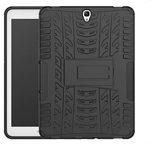 Tyre Pattern Hybrid PC and TPU Kickstand Hybrid Cover for Galaxy Tab S3 T820 9.7in - Black