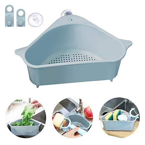 Sink Drain Shelf,Outivity Triangular Sink Basket Storage Rack Sucker, Sink Sponge Holder