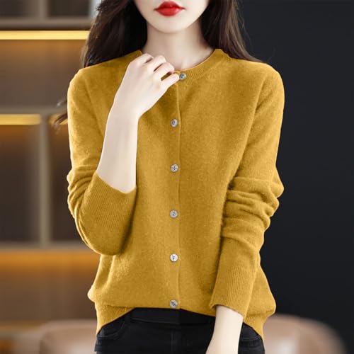 Button Cardigan Sweaters for Women, Long Sleeve Crewneck Knit Cardigan Sweaters, Ladies Going Out Pullover Sweater2