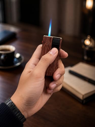 Image of Refillable Butane Cigarette Lighter with Premium Wood Texture Design Pocket Gas Lighter