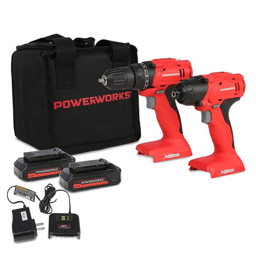 POWERWORKS XB 20V Cordless Impact Driver, 2 Batteries and Charger Included ISG303