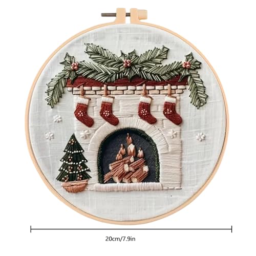 Image of Huacan Embroidery Kit for Beginners Adults, Easy Needlepoint Kits for Adults with Stamped Embroidery Patterns. (Chimney)