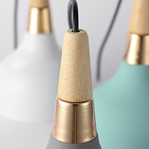 Lámpara de techo colgante E27 de metal con mango de madera ajustable 4