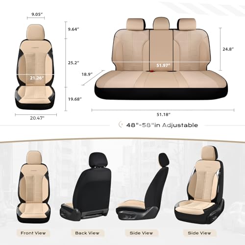 Image of Coverado Seat Cover, Car Seat Cover Front Seats, 3D Air Mesh Breathable Seat Protectors Sports Carbon Fiber Design Airbag Compatible Comfort Universal for Most Cars, Van,Trucks, SUV, Beige