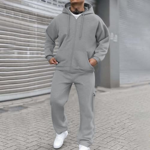 Men Sweatsuits Sets Solid Color Sweat Suits 2 Piece Set Sweatsuit Zip/Pullover Hoodie Sweatpants Set Jogging Track Suits3