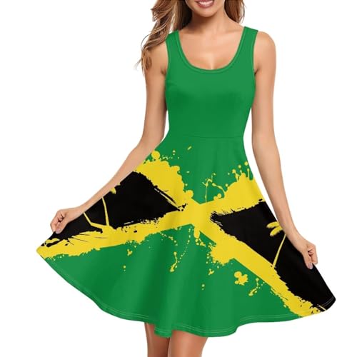 Image of Women's Casual Loose Sundress Midi Sleeveless Crewneck Dress Summer Beach Tank Dress with Pockets