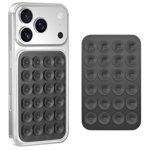 Image of Sounce Suction Phone Case, Phone Suction Sticker, for Hands-Free Mobile Accessory Holder Grip, Video Phone Accessory Compatible Mirror, Shower (Dark Grey)