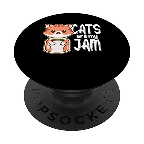 Cats Are My Jam Cat Owner Cat Lover Training Animales Pet PopSockets PopGrip Intercambiable