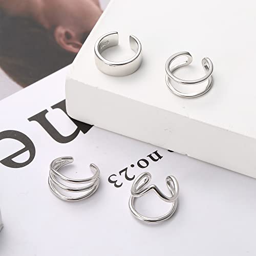 Thunaraz 925 Sterling Silver Ear Cuffs For Women No Piercing Minimalist Helix Fake Piercing Cartilage Cuff Earrings 4 Styles #TOP5